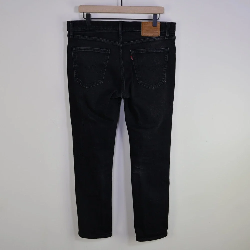 Levis‎ Premium 511 Slim Fit Jeans 36x32 Black Denim Stretch Casual Mens Pants